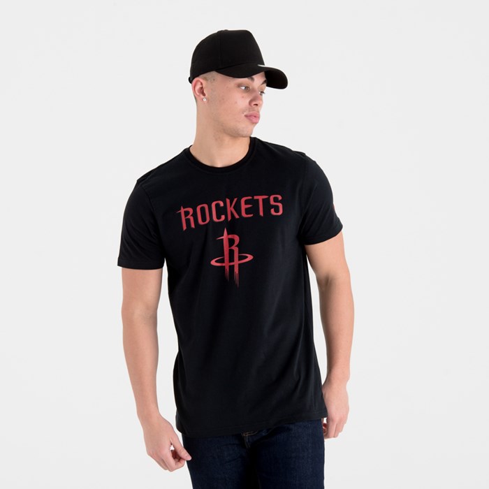 Houston Rockets Team Logo Miesten T-paita Mustat - New Era Vaatteet Tarjota FI-864173